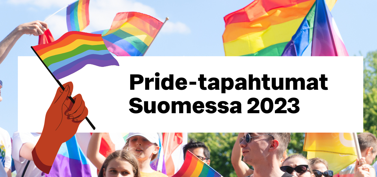 Tämän kuvan linkistä pääset sivulle, jossa on pride-tapahtumat Suomessa vuonna 2023